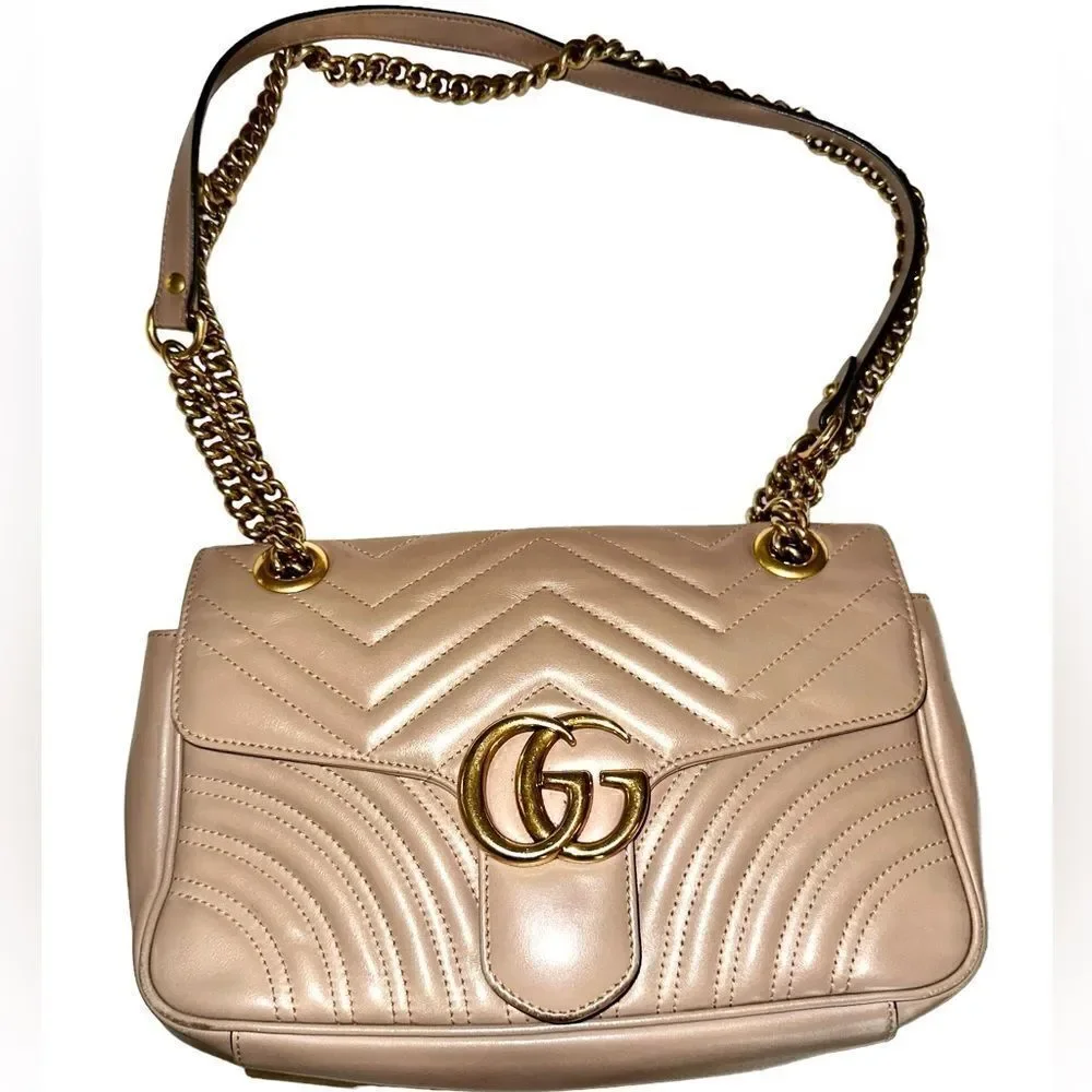 Authentic Gucci GG Small Marmont Matelasse Shoulder Bag